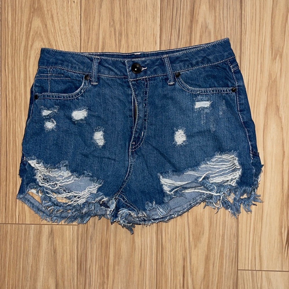 Distressed Blue Jean Shorts TBD B
